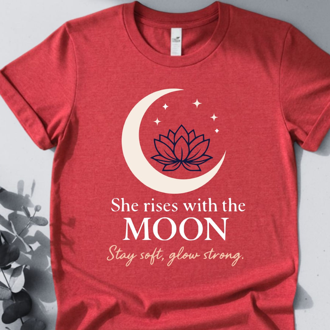 She Rises With The Moon Tee - Yoga Inspired Design