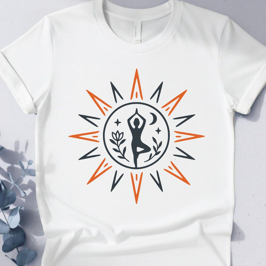 Sunburst Stillness Tee - Yoga inspired Design