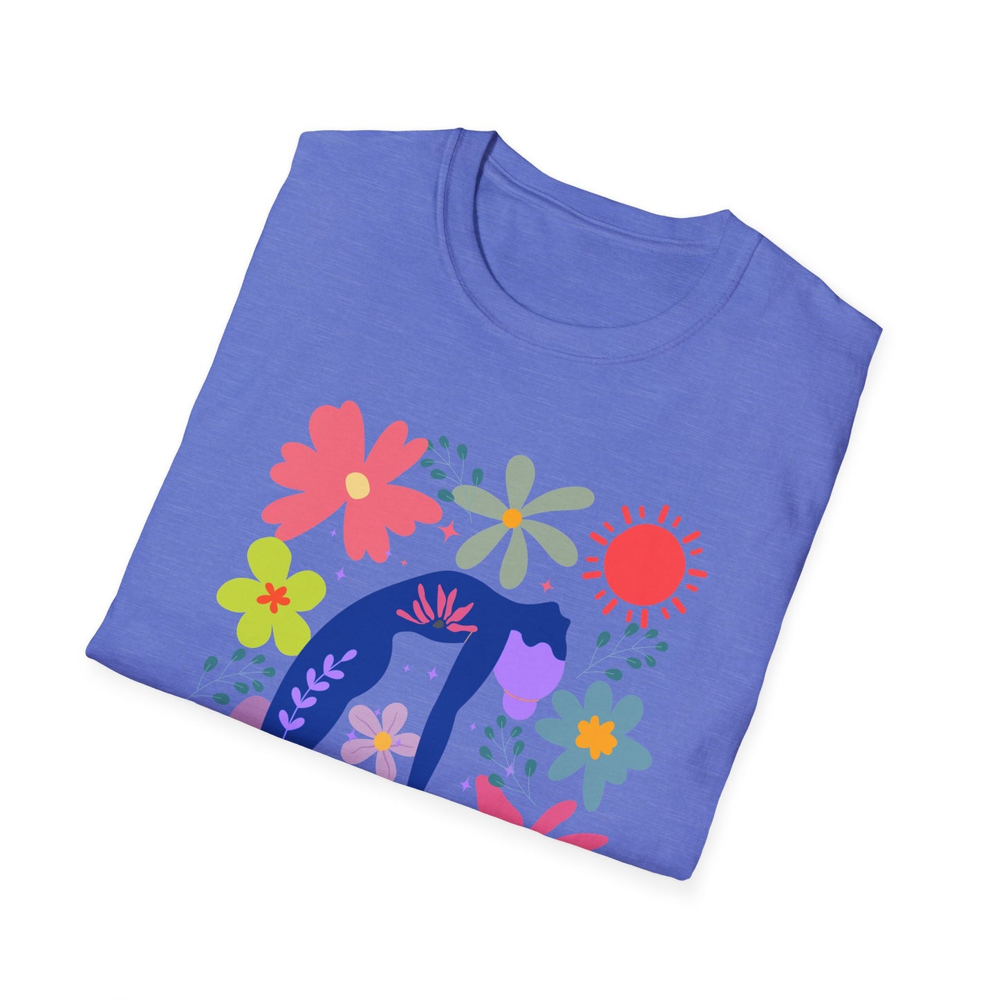 “Bloom Through Movement” – Colorful Floral Yoga Pose Tee