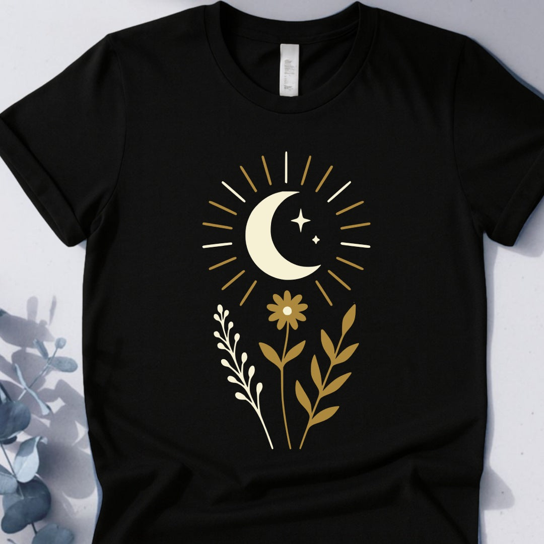 Celestial Bloom — Sun & Moon Botanical Tee