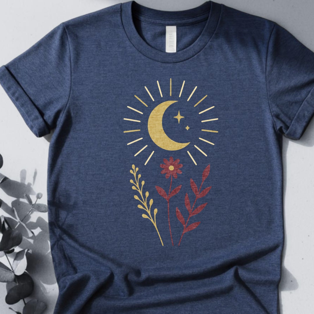 Celestial Bloom — Sun & Moon Botanical Tee