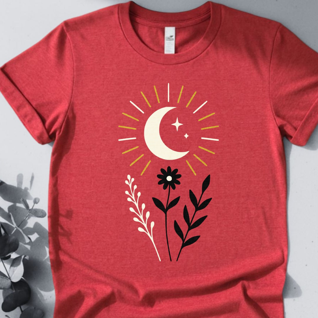 Celestial Bloom — Sun & Moon Botanical Tee