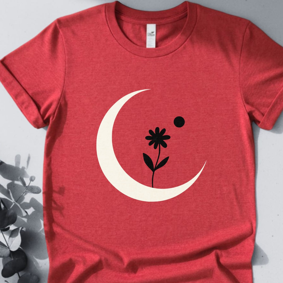 Lunar Bloom — Crescent Moon Floral Tee