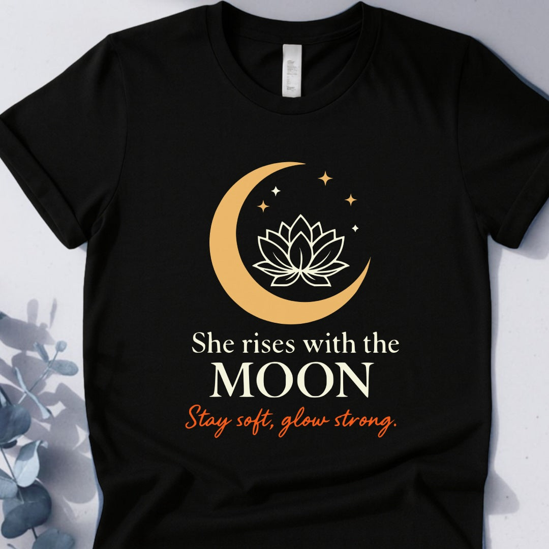 She Rises With The Moon Tee - Yoga Inspired Design