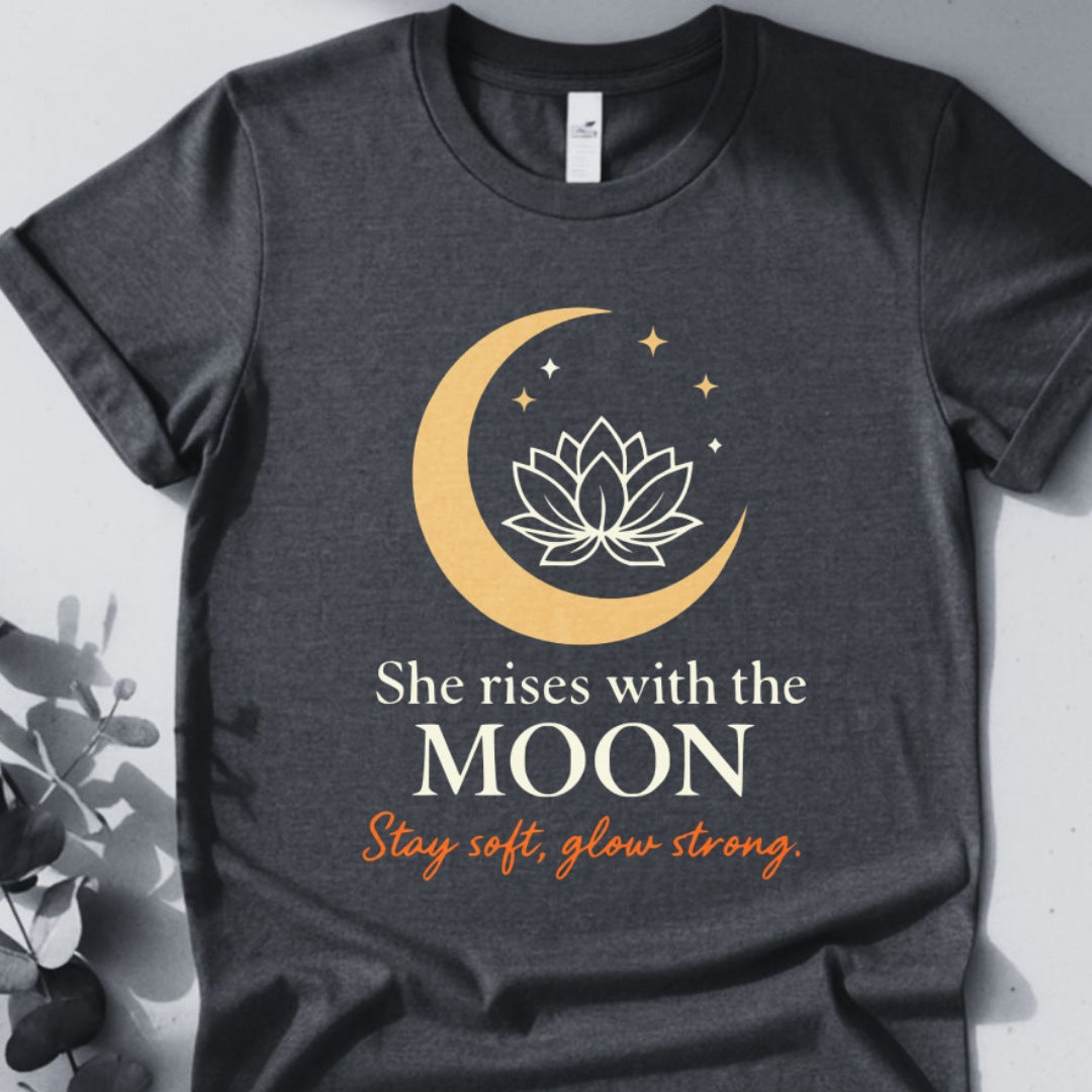 She Rises With The Moon Tee - Yoga Inspired Design