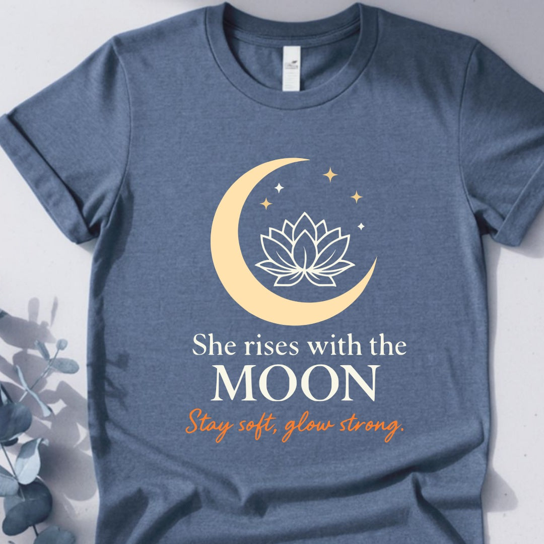 She Rises With The Moon Tee - Yoga Inspired Design
