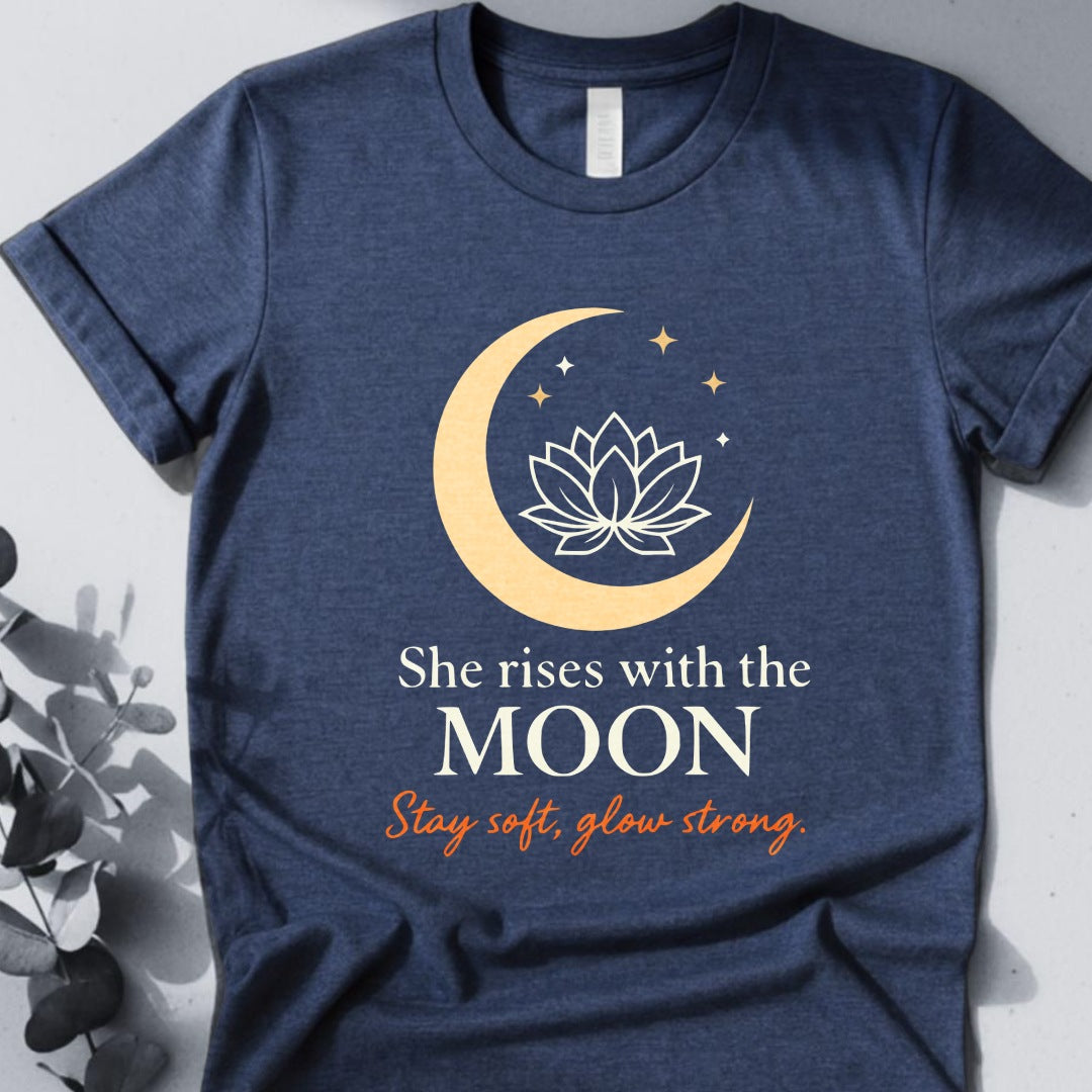 She Rises With The Moon Tee - Yoga Inspired Design