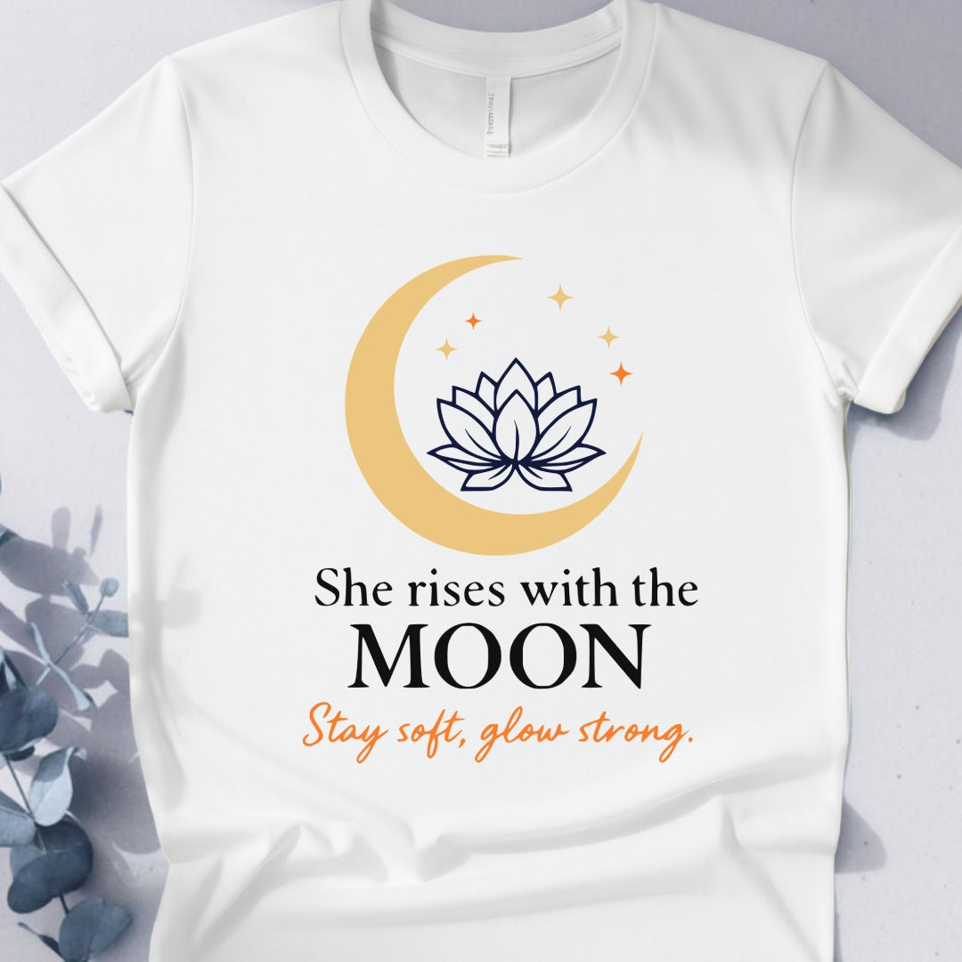 She Rises With The Moon Tee - Yoga Inspired Design