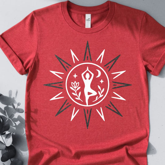 Sunburst Stillness Tee - Yoga inspired Design
