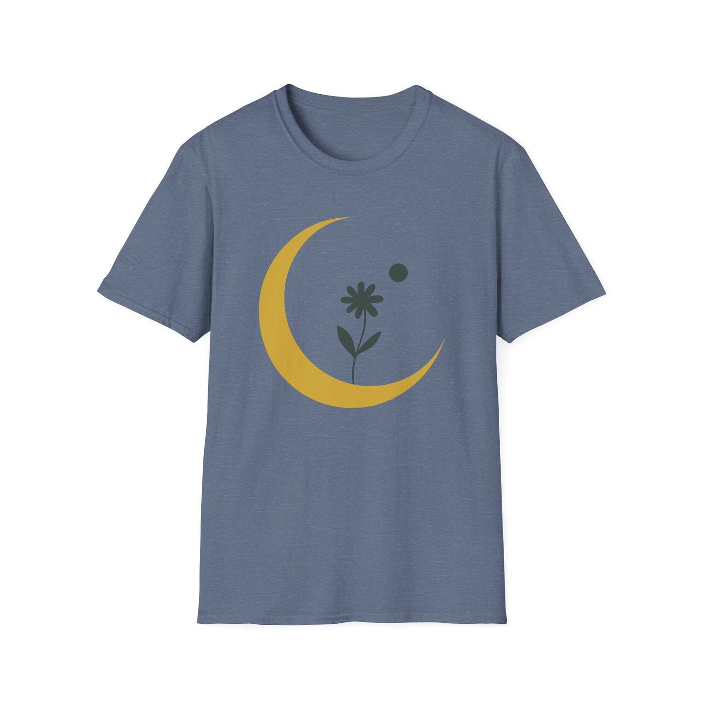 Lunar Bloom — Crescent Moon Floral Tee